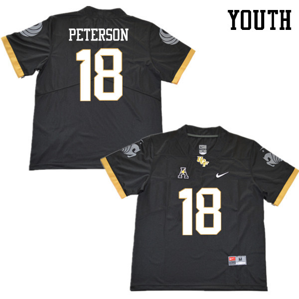 Youth #18 Charlie Peterson UCF Knights College Football Jerseys Sale-Black - Click Image to Close